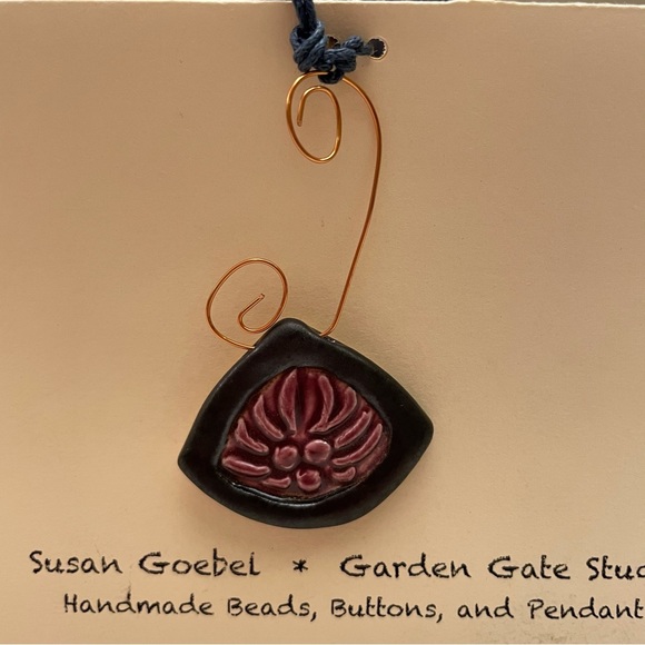 Sign Cancer Zodiac Pendant Astrology Necklace Purple Ceramic Artisan Made - Picture 7 of 16